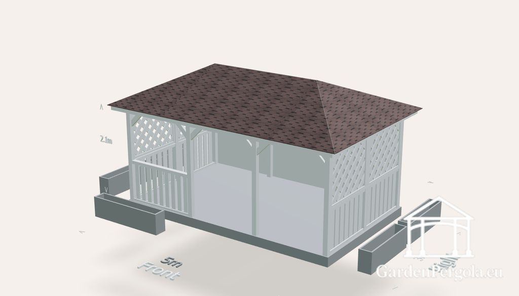 Kerti pavilon 3x5m barna zsindelyes négyoldalú tetővel