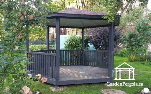 Hatszögletű Fa Pavilon — Hangulatos Kerti Pavilon Padlóval és Fedett Tetővel - garden gazebo pergola