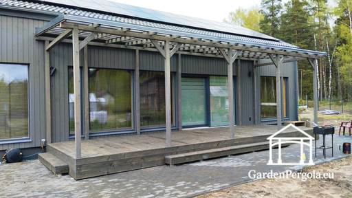 Házhoz csatolt előtető 3x10m polikarbonát - garden gazebo pergola
