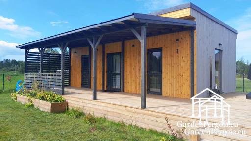 Természetes Fa Házbővítés Fedett Terasszal - garden gazebo pergola