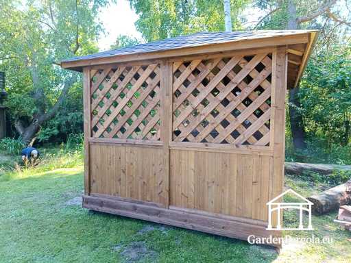 3x4 m sötétbarna fa kerti pavilon