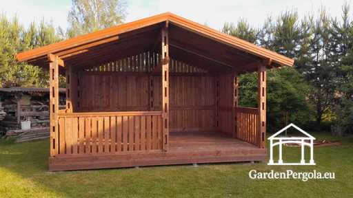 4x6 m Barna Fa Kerti Pavilon - garden gazebo pergola