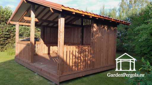 4x6 m Barna Fa Kerti Pavilon