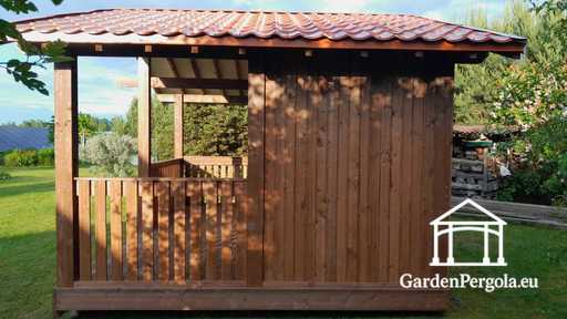 4x6 m Barna Fa Kerti Pavilon