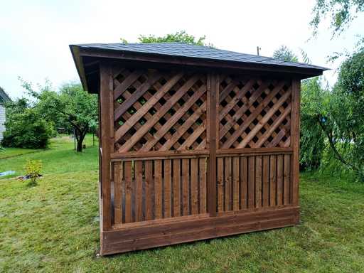 3×3 m Barna Fa Kerti Pavilon Padlóval