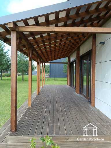 Természetes 2,4 x 9 m-es fa veranda terasz nélkül