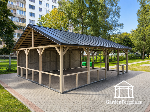 6x8 m természetes fa pavilon padló nélkül - garden gazebo pergola