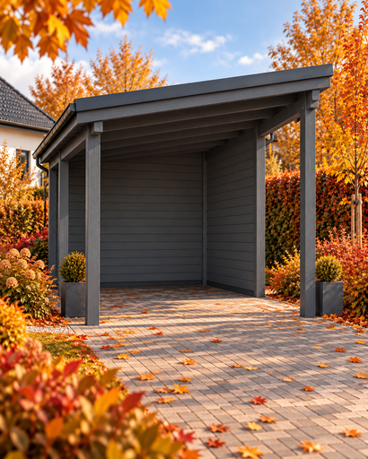 Fa kocsibeálló 4 × 4,5 m félnyeregtetővel - garden gazebo pergola