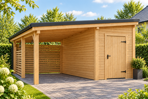 4x5 m-es fa kocsibeálló kis tárolóval - garden gazebo pergola