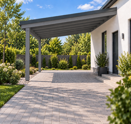 4x4 m házhoz csatlakozó fa kocsibeálló - garden gazebo pergola
