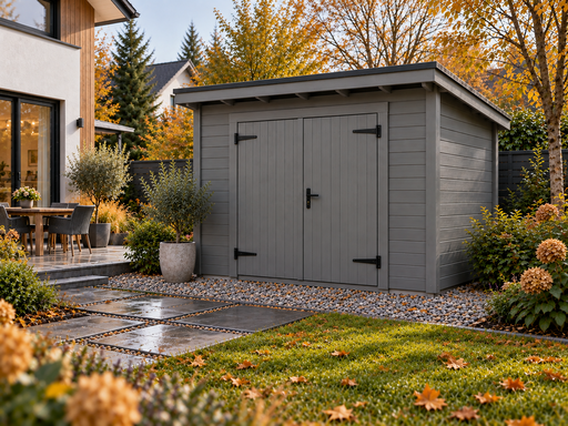 3 × 4 m sötét fa kerti tároló félnyeregtetővel - garden gazebo pergola