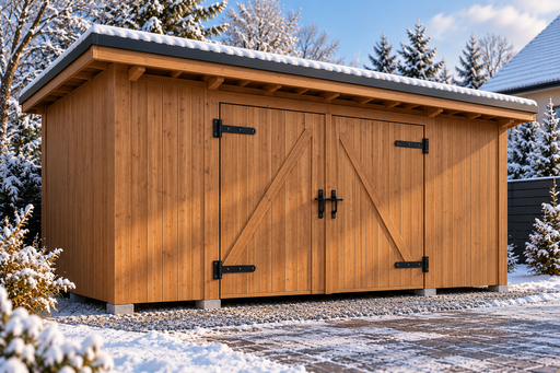 3 × 5 m-es fa kerti fészer dupla ajtókkal - garden gazebo pergola