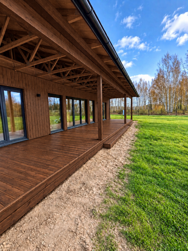 13 x 3 m természetes fa terasz lépcsővel - garden gazebo pergola