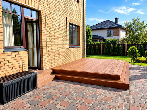 4 x 5 m természetes fa terasz körbefutó lépcsővel - garden gazebo pergola