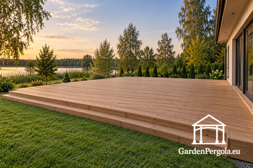 Természetes fa terasz, körülbelül 60 m²-ig elérhető méretekben - garden gazebo pergola