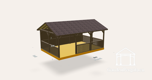 Kerti pavilon 4x6m barna zsindelyes kétszintes tetővel